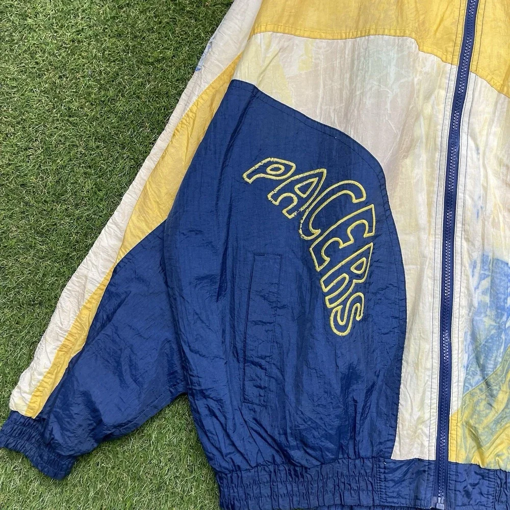 Vintage Indiana Pacers Windbreaker Mens XL Full Zip Pro Player Distressed 90s